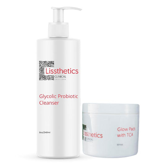 Glycolic Cleaner + Glow Peel Pads with TCA - Medical Grade Skin Care - Lissthetics Clinical Skincare